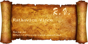 Ratkovics Vince névjegykártya
